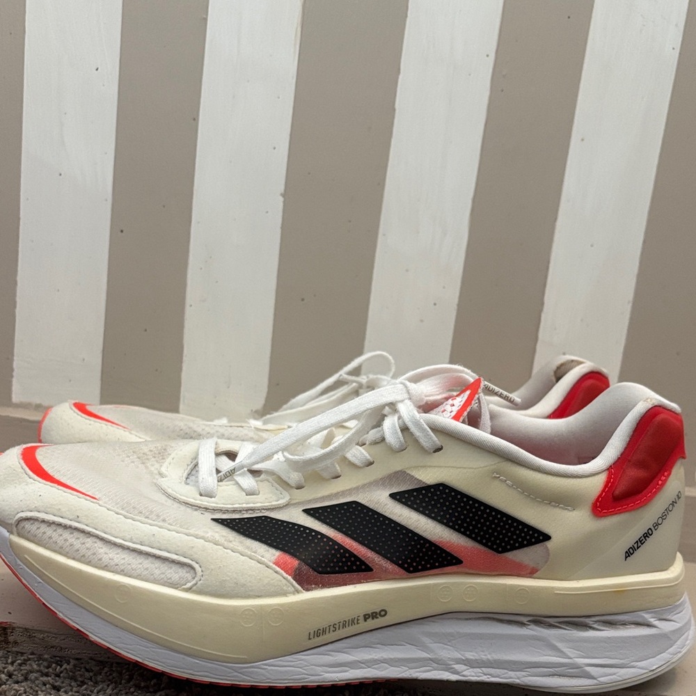Adidas Cream and Red Performance Sneakers